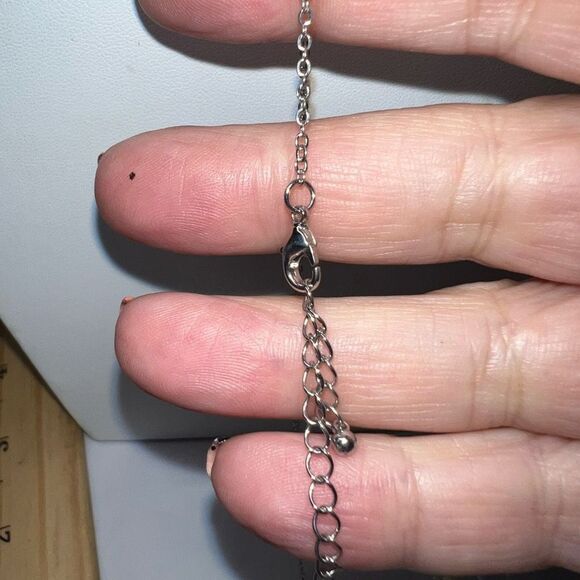 Silver Tone and Rhinestone Pendant Necklace - Picture 5 of 7